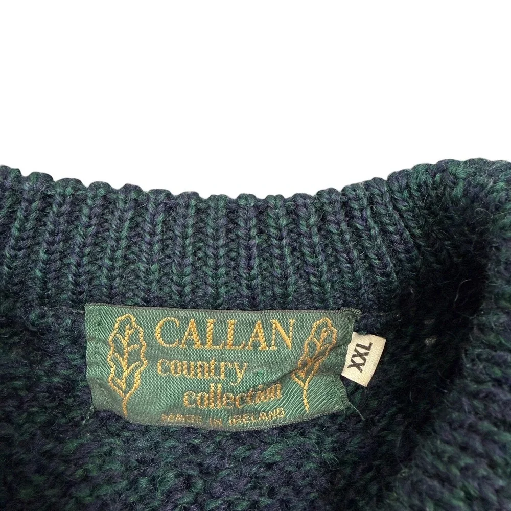 Callan Country Collection Sweater Men XXL Green Blue WoolKnit Made Ireland